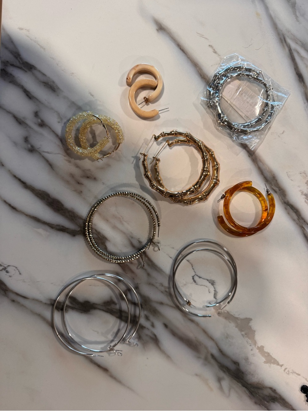 Mixed Women’s Hoop Earring Set - Gold, Silver, Tortoiseshell, Nude